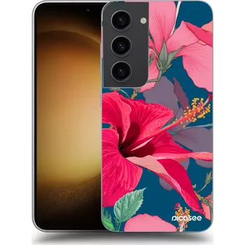 Pouzdro na mobilní telefon Picasee silikonový černý obal pro Samsung Galaxy S23 5G - Hibiscus