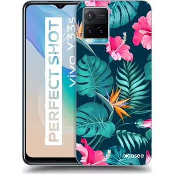 Pouzdro na mobilní telefon Picasee silikonový průhledný obal pro Vivo Y33s - Pink Monstera