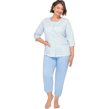 Dámské pyžamo Pyžamo MARTEL Kasia rozepínací z bavlny - M-3XL, modrá 3xl i384_42710863