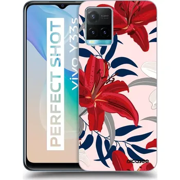 Pouzdro na mobilní telefon Picasee silikonový průhledný obal pro Vivo Y33s - Red Lily