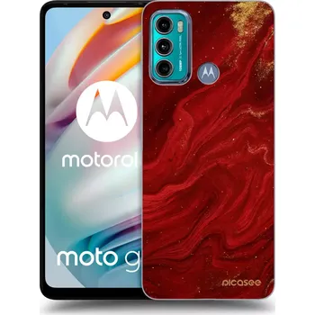 Pouzdro na mobilní telefon Picasee silikonový průhledný obal pro Motorola Moto G60 - Červená