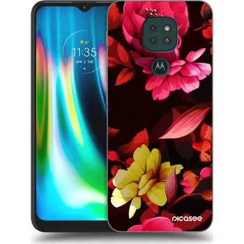 Pouzdro na mobilní telefon Picasee silikonový černý obal pro Motorola Moto G9 Play - Dark Peonny