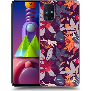 Pouzdro na mobilní telefon Picasee silikonový průhledný obal pro Samsung Galaxy M51 M515F - Purple Leaf
