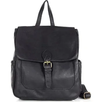 Marco Mazzini Ručně šitý kožený batoh s kapsami MAZZINI; černá