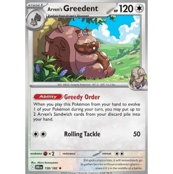 Volný čas Pokémon DRI 159/182 Arven's Greedent - Destined Rivals Stav: Near Mint, Verze: HOLO