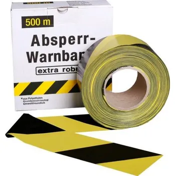 Ohraničovací páska žluto/černá 500m v krabici šikmé pruhy