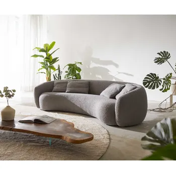 Pohovka DELIFE 3-místná pohovka Larna 260x120 cm bouclé stříbrně šedá