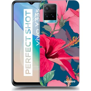 Pouzdro na mobilní telefon Picasee silikonový černý obal pro Vivo Y33s - Hibiscus