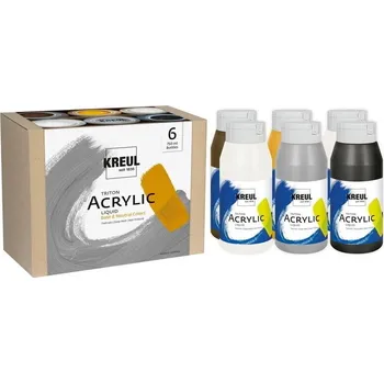 Vodová barva Kreul Triton Sada akrylových barev Base & Neutral Colors 6 x 750 ml