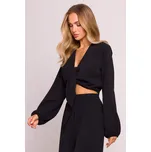 Crop top s vázáním vpředu M86 Barva: Černá, Velikost: M