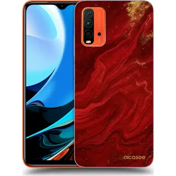 Pouzdro na mobilní telefon Picasee silikonový průhledný obal pro Xiaomi Redmi 9T - Červená