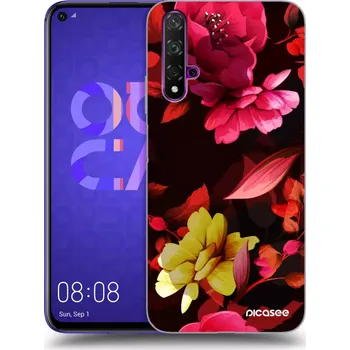 Pouzdro na mobilní telefon Picasee silikonový průhledný obal pro Huawei Nova 5T - Dark Peonny