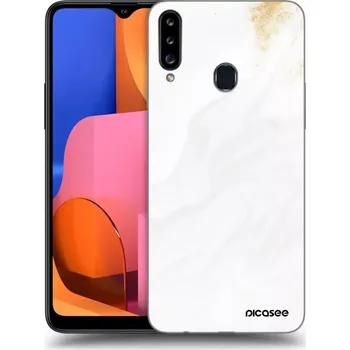 Pouzdro na mobilní telefon Picasee silikonový průhledný obal pro Samsung Galaxy A20s - Bílá