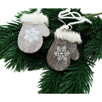 Vánoční dekorace Přízdoby výřezy z překližky rukavice šedé 5,3 x 3,5 x 0,5 cm na zavěšení