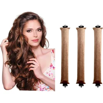 Kadeřnické nůžky Měkké natáčky na kudrnaté vlasy bez tepla | kadeřnické pomůcky 3 ks - 3 ks světle hnědé