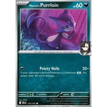 Karetní hra Pokémon DRI 130/182 Marnie's Purrloin - Destined Rivals Stav: Near Mint, Verze: REVERSE HOLO