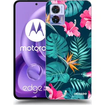 Pouzdro na mobilní telefon Picasee silikonový průhledný obal pro Motorola Edge 30 Neo - Pink Monstera
