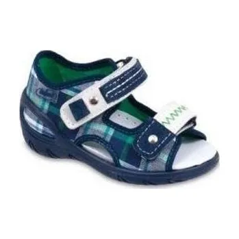 Chlapecké bačkory 065X068 30 - SUNNY - sandálky Befado, modré káro 065X068_30