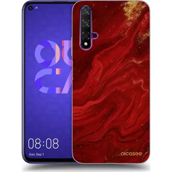 Pouzdro na mobilní telefon Picasee silikonový průhledný obal pro Huawei Nova 5T - Červená