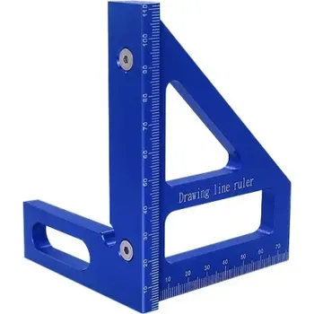 Úhloměr 3D víceúhlové měřicí pravítko 7,9 x 8,5 x 11,2 cm Úhelník na dřevo Rozložení 45° a 90° Přesné značení Rohová šablona Truhlářské nářadí modrá