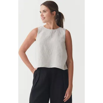 Dámská halenka Magic Linen Lněný top TONGA s rozdělenými zády v přírodní melanžové barvě Velikost: L