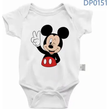 Mickey a Minnie Kojenecké bílé body s roztomilou postavičkou "Mickey a Minnie Mouse" Motiv: DP0151, Velikost: 18 měsíců