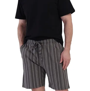 Pánské pyžamo Šedé pruhované pánské kraťasy na spaní a volný čas 1P1933 šedá m