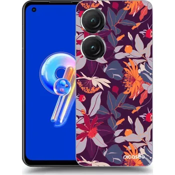 Pouzdro na mobilní telefon Picasee silikonový průhledný obal pro Asus Zenfone 9 - Purple Leaf