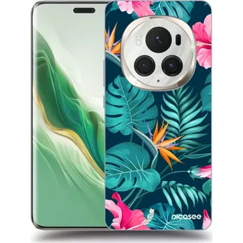 Pouzdro na mobilní telefon Picasee silikonový černý obal pro Honor Magic6 Pro - Pink Monstera