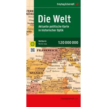 Mapa světa 1:20 000 000 aktuální mapa ve starožitném stylu nástěnná s kovovými lištami - Kolektiv autorů