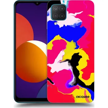 Pouzdro na mobilní telefon Picasee silikonový černý obal pro Samsung Galaxy M12 M127F - Watercolor