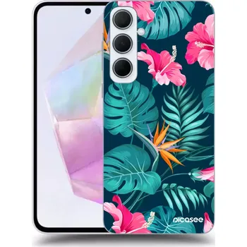 Pouzdro na mobilní telefon Picasee silikonový průhledný obal pro Samsung Galaxy A35 5G A356B - Pink Monstera