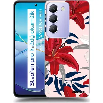 Pouzdro na mobilní telefon Picasee silikonový černý obal pro Vivo V40 SE 5G - Red Lily