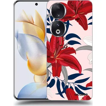 Pouzdro na mobilní telefon Picasee silikonový černý obal pro Honor 90 5G - Red Lily