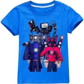 Dívčí tričko Roblox Dětské triko s motivem Skibidi Toilet - různé barvy pro kluky i holky Barva: modrá, Velikost: 120