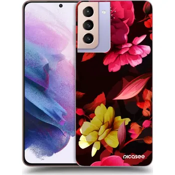 Pouzdro na mobilní telefon Picasee silikonový průhledný obal pro Samsung Galaxy S21+ 5G G996F - Dark Peonny