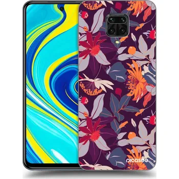 Pouzdro na mobilní telefon Picasee silikonový černý obal pro Xiaomi Redmi Note 9 Pro - Purple Leaf