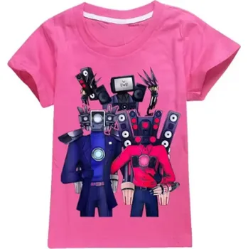 Dívčí tričko Roblox Dětské triko s motivem Skibidi Toilet - různé barvy pro kluky i holky Barva: Růžová, Velikost: 160