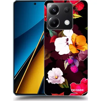 Pouzdro na mobilní telefon Picasee silikonový černý obal pro Xiaomi Poco X6 - Flowers and Berries
