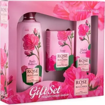 Mýdlo Dárková sada - tělové mléko, mýdlo a krém na ruce z růží Rose of Bulgaria