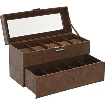 Organizér do auta Šperkovnice Home ESPRIT Kaštanová Sklo Dřevo MDF (27,5 x 11 x 15,5 cm)