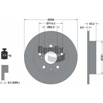 Brzdový kotouč Brzdový kotouč BENDIX Braking BDS1801
