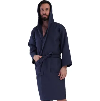 Pánský župan Modrý luxusní pánský župan s kapucí z bavlny 1G0711 modrá l