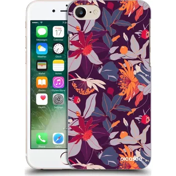 Pouzdro na mobilní telefon Picasee silikonový průhledný obal pro Apple iPhone 7 - Purple Leaf