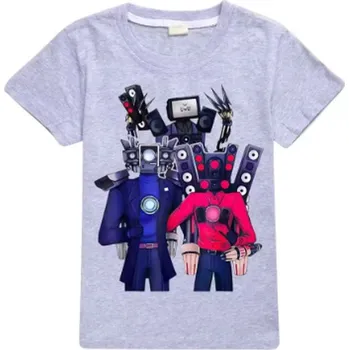 Roblox Dětské triko s motivem Skibidi Toilet - různé barvy pro kluky i holky Barva: Šedá, Velikost: 160