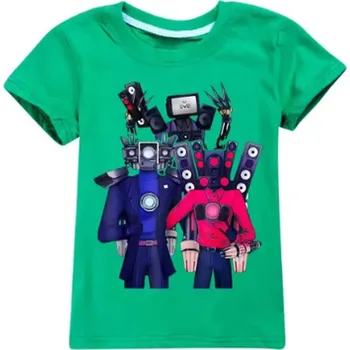 Dívčí tričko Roblox Dětské triko s motivem Skibidi Toilet - různé barvy pro kluky i holky Barva: zelená, Velikost: 120