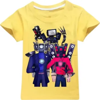 Dívčí tričko Roblox Dětské triko s motivem Skibidi Toilet - různé barvy pro kluky i holky Barva: Žlutá, Velikost: 110