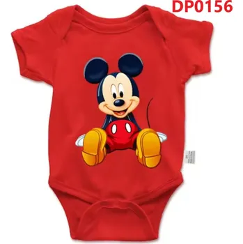 Mickey a Minnie Kojenecké červené body s roztomilou postavičkou "Mickey a Minnie Mouse" Motiv: DP0156, Velikost: 24 měsíců