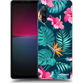 Pouzdro na mobilní telefon Picasee silikonový černý obal pro Sony Xperia 10 IV 5G - Pink Monstera