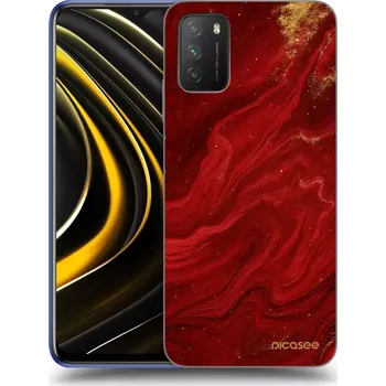 Pouzdro na mobilní telefon Picasee silikonový průhledný obal pro Xiaomi Poco M3 - Červená